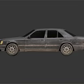 Old Classic Gray Four Door Sedan With Front Grille And Reflective Surface 3d model