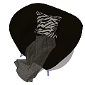 Stylish Black Single Sofa With Zebra Print Pillow Gray Throw Blanket And Blue Legs