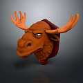 Game and Movie Character Brown Moose Head With Antlers Stylized