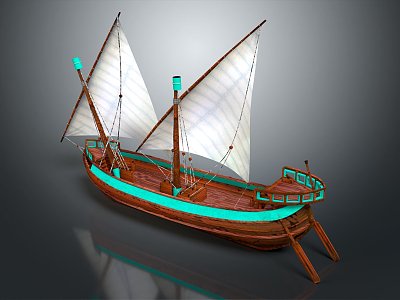 Modern Sailing Cartoon Sailing Small Sailing Boat Small Wooden Boat 3d model