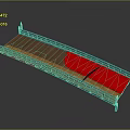 Traditional Decorative Bridge Design With Ornate Blue And Gold Railings Brown Pink Deck