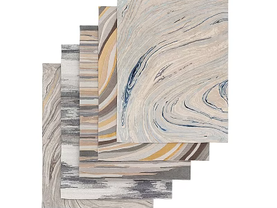 Modern Square Rugs With Abstract Wave Patterns And Neutral Color Tones 3d model