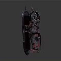 Ornate Red and Purple Armored Man with Spiked Shield and Gemstone Accents