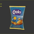 Croky Paprika Flavored Potato Chips In Blue Packaging With Crispy Design