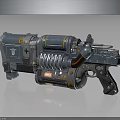 Futuristic Sci Fi Weapon With Detailed Blue Gray Mechanical Design And Illuminated Grip