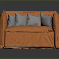 Modern Orange Fabric Multi seat Sofa with Gray Cushions and Cozy Design