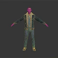 Game Character Male Wearing Blue Denim Jacket Fleece Lining Blue Jeans Brown Shoes Arms Outstretched