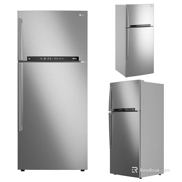 Modern Stainless Steel Refrigerator Freezer With Digital Control Panel And Sleek Design 3d model 