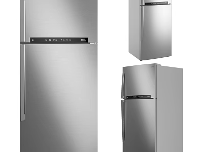 Modern Stainless Steel Refrigerator Freezer With Digital Control Panel And Sleek Design 3d model