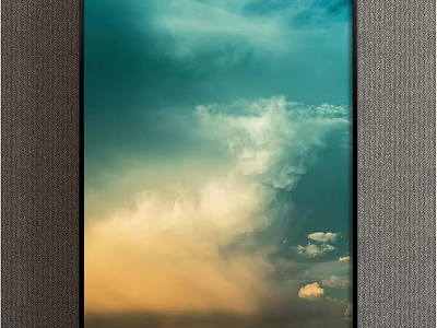 Stunning Cloudy Sky Image With Blue Green Yellow Tones And Fluffy Cloud Formations 3d model