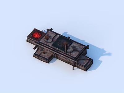 Ancient Rusted Metal Torture Device With Red Element And Historical Design 3d model