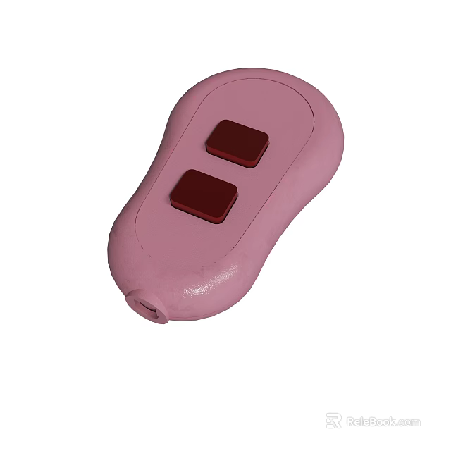 Pink Handheld Device With Two Red Buttons And Smooth Surface 3d model