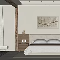 Serene Bedroom Interior Design With Cozy Bed Fireplace Sofa And Decorative Painting