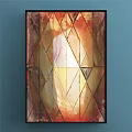 Abstract Painting With Geometric Shapes Colorful Red Green Orange Blue Tones Modern Style