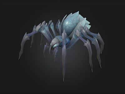 Fantasy Blue Gray Spider 3D Model With Multiple Legs And Detailed Design 3d model