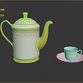 Elegant White Teapot With Gold Intricate Patterns And Matching Teacup Saucer Set