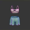 Light Green Activewear Set with Pink Trim Sports Bra and Shorts