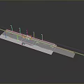3D Model of Car Driving on Road with Street Lamps in Gray Background