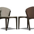 Modern Light And Brown Dining Chairs With Pleated Backrests And Wooden Legs