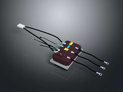 Computer Internal Electronic Component With Multiple Black Wires White Connectors On Rectangular Base 3d model