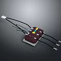 Computer Internal Electronic Component With Multiple Black Wires White Connectors On Rectangular Base