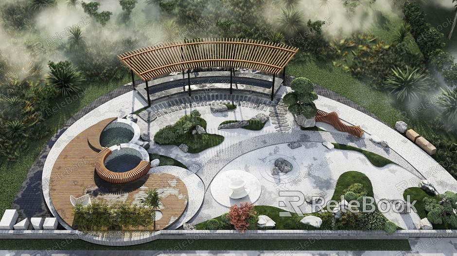 Hot Spring Landscape Outdoor Hot Spring Pool Interactive Park Kumami Garden Community Landscape Homestay model