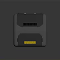 Modern Tech Inspired Black Square Decorative Ornament Set With Orange Line Accents And Yellow Stripes