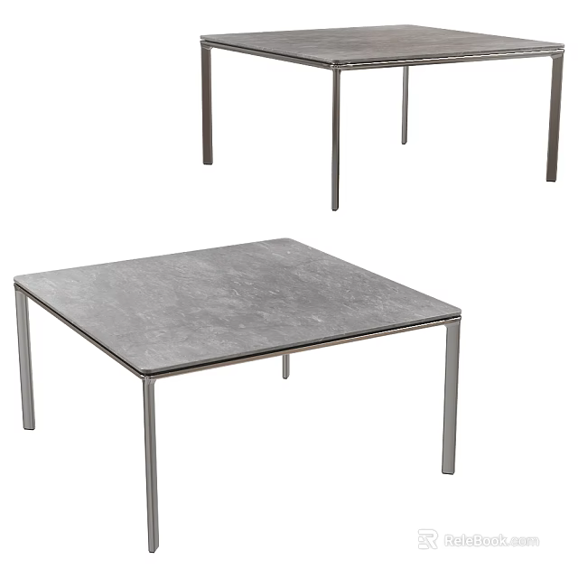 Modern Coffee Table With Square Gray Surface And Metal Legs Design 3d model 