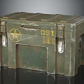 Green Military Box With Worn Surface Yellow Star Number 051 And Metal Latches 3d model