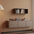 Cozy Interior With Floor Lamp Wall Mounted Bookshelf Wooden Cabinet And Decorative Clock