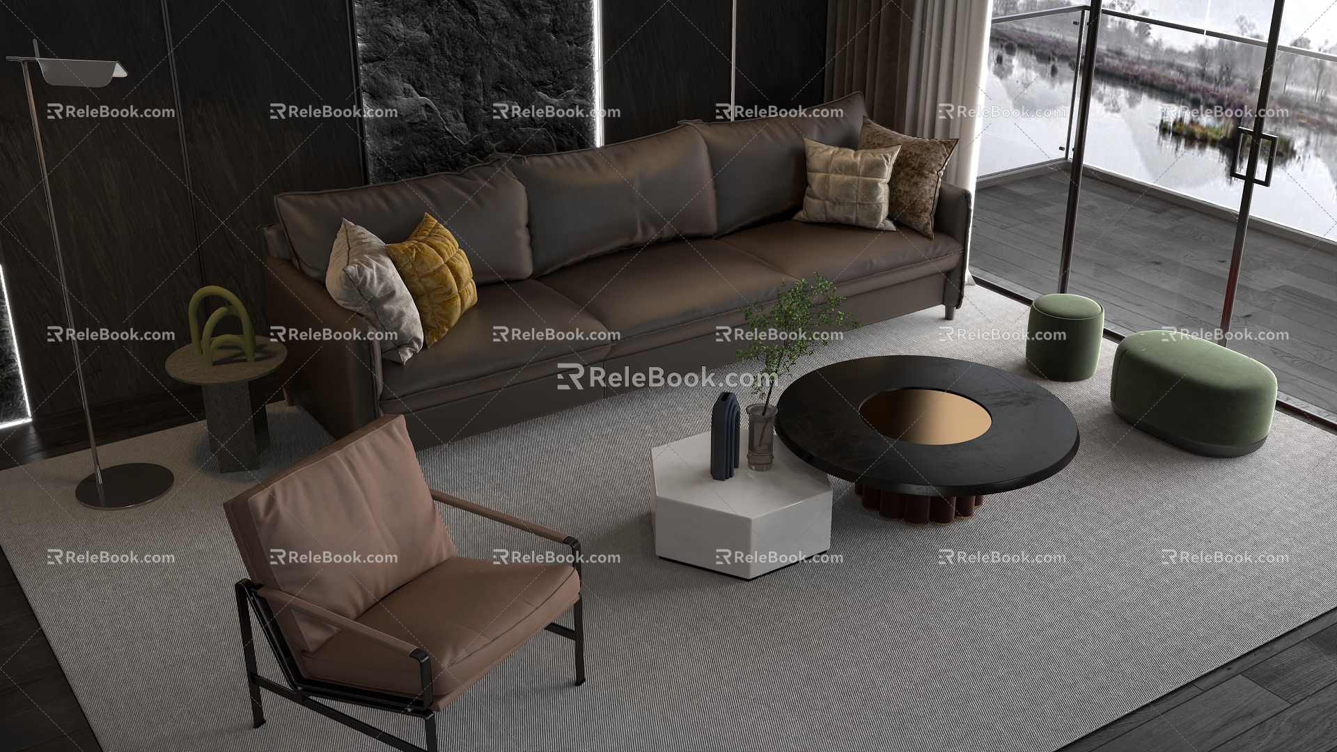 Sofa background wall 3d model