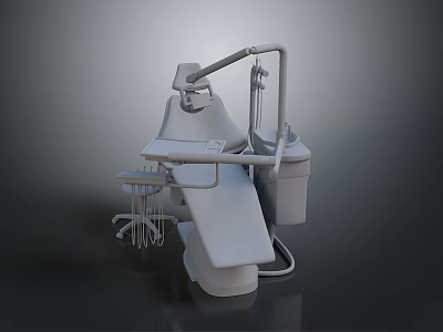 Professional Dental Treatment Chair with Adjustable Lamp Arm and Tool Storage Tray 3d model