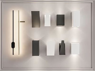 Modern Wall Lamps With Various Black And White Designs For Interior Decoration 3d model