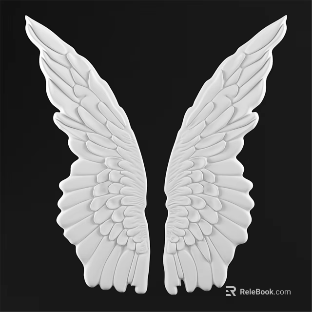 White Wing Shaped 3D Wall Decor With Elegant Design And Black Background 3d model 