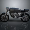 Black MOTO Vintage Motorcycle With Classic Design And Silver Engine On Gray Gradient Background