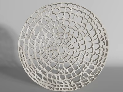 Intricate Circular White Sculpture Carving With Hollowed-out Patterns And Organic Curves 3d model