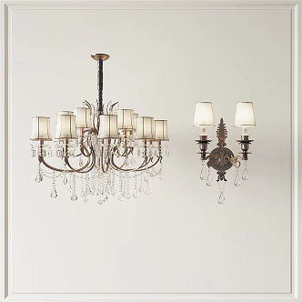 Simple European lamp combination chandelier wall lamp combination 3d model
