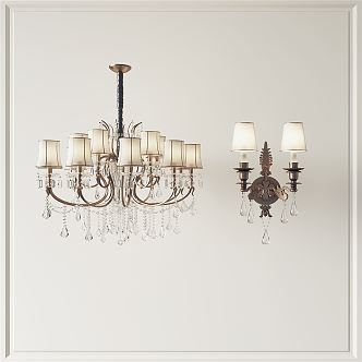 Simple European lamp combination chandelier wall lamp combination 3d model