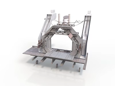 Industrial Mechanical Structure Featuring Metal Frame Platform Wheels And Support Components 3d model
