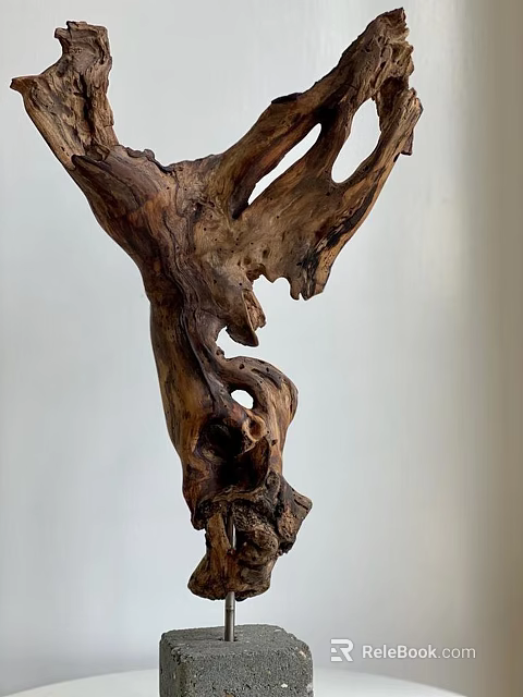 Unique Natural Driftwood Sculpture With Intricate Wooden Texture And Organic Shape 3d model 