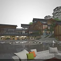 Modern Commercial Street With Contemporary Architecture Outdoor Plazas And Green Landscaping
