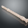 White Classical Flute With Holes And Red Accents For Musical Performance