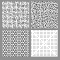 Four Different Black and White Geometric Patterns Abstract Textures Design