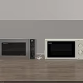 Stainless Steel And White Sharp Microwave Ovens As Modern Kitchen Appliances