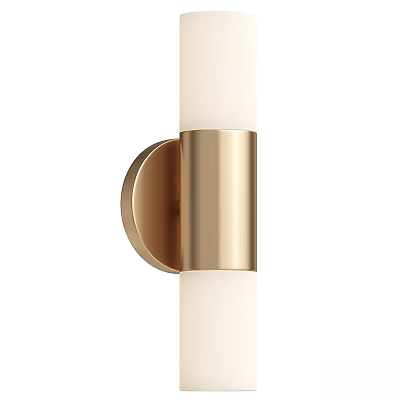 Modern Brass Wall Sconce With Cylindrical White Shade And Minimalist Design Fixture 3d model