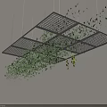Modern Ceiling Design With Black Grid Structure And Hanging Green Vines 3d model