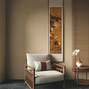 New Chinese-style Single Sofa 3d model