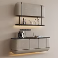 Modern Wall Mounted Sideboard with Open Shelves and LED Lighting Design 3d model