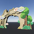 Whimsical Decorative Archway Design With Fluffy Clouds Green Trees And Playful Stars