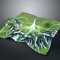 Vivid Green Mountain Landscape with Flowing White Streams and Lush Vegetation